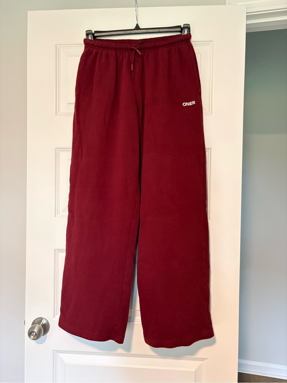 EUC ONER Active Maroon Wide Leg Jogger Sweatpants Cozy Fall Girl Tik Tok Fashion